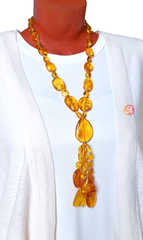 Яркое колье из жёлтого прозрачного янтаря (7115)