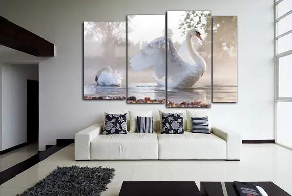 Модульная картина "Белые лебеди"