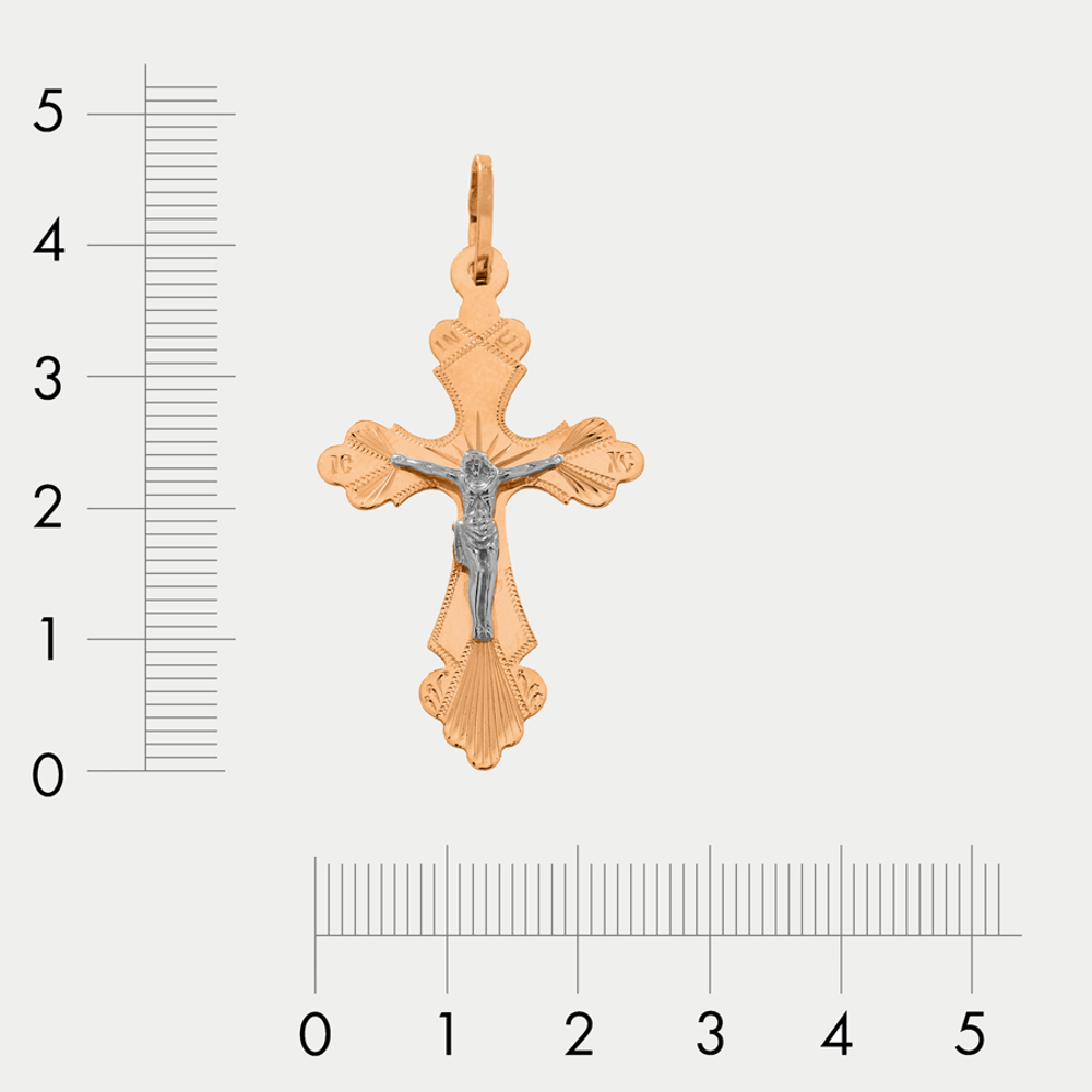 Крест православный из розового золота 585 пробы без вставки (арт. 74255)