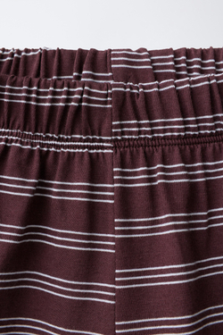 ZARA КОМПЛЕКТ ИЗ ФУТБОЛКИ И ШОРТОВ В ПОЛОСКУ, КОРИЧНЕВЫЙ