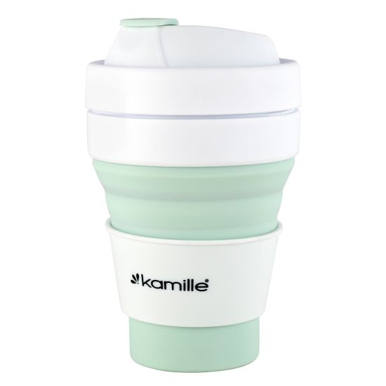 Стакан складной силиконовый 350 мл. Kamille KM 2034 с пластиковой накладкой
