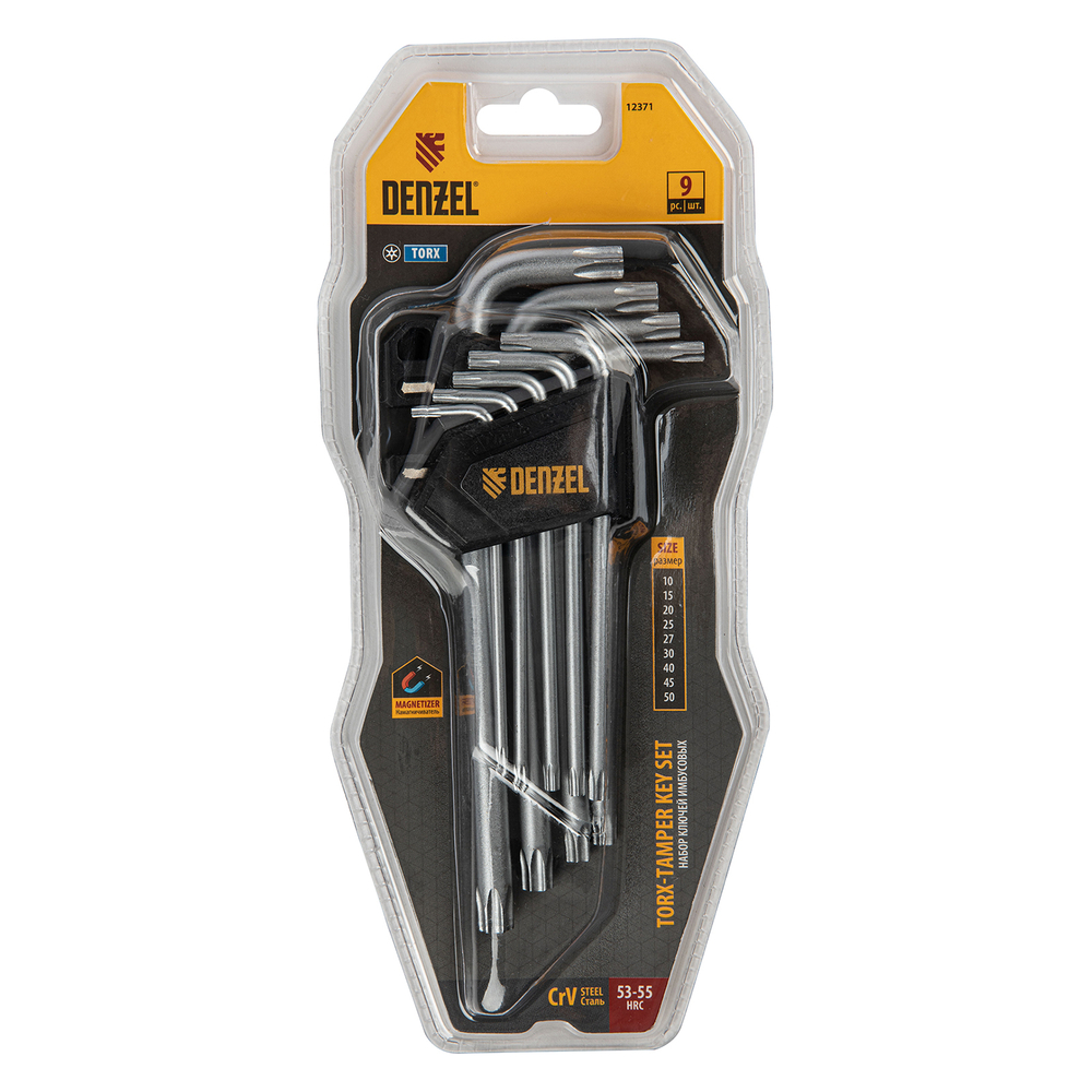 Набор ключей имбусовых Torx-Tempered, TT10-50, CrV, 9 шт., удлиненные Deznel