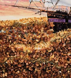 AMB-01/31 Картина «Путешествие к горизонту» (с янтарной крошкой) пласт.рамка 33х42см