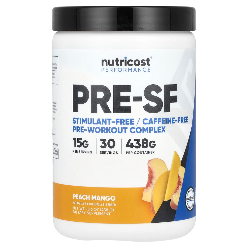 Nutricost, Performance, Pre-SF, предтренировочный комплекс без стимуляторов, персик и манго, 438 г (15,6 унции)