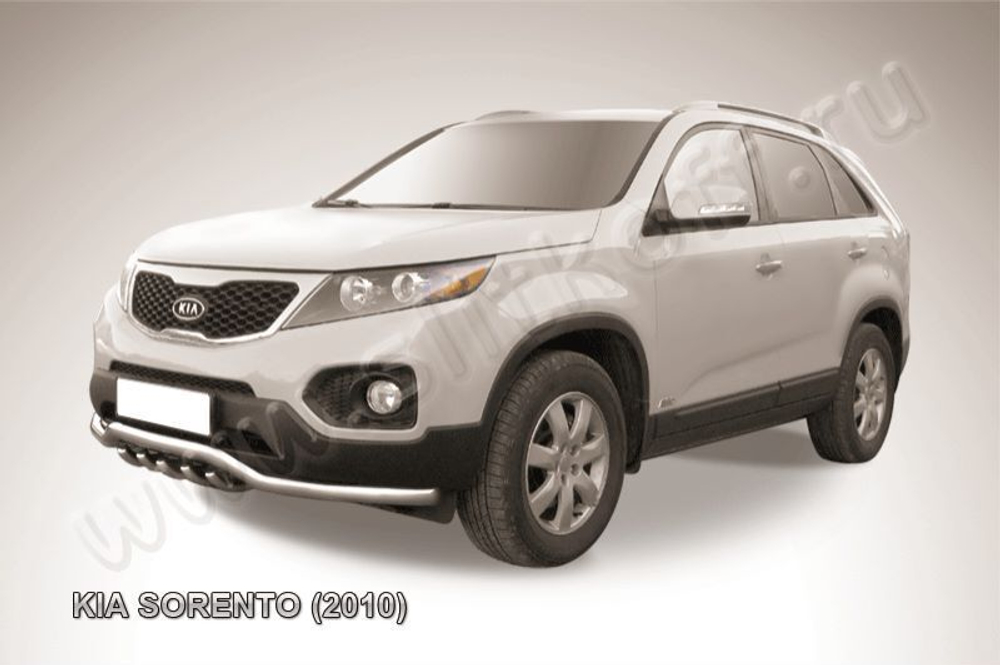 Защита переднего бампера (нержавейка) Kia Sorento (2009-2012) d57 волна с защитой картера