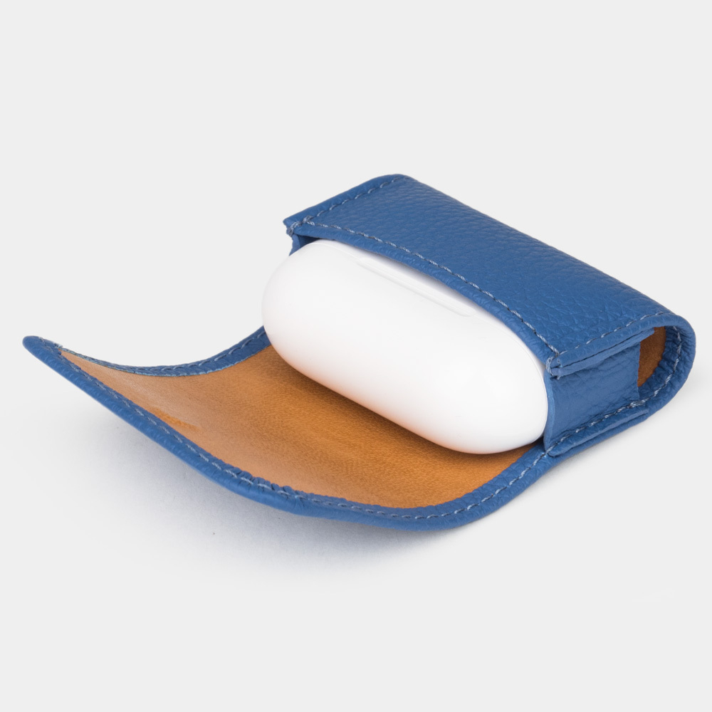 Чехол для наушников AirPods Pro 2,3 из кожи теленка, синего цвета