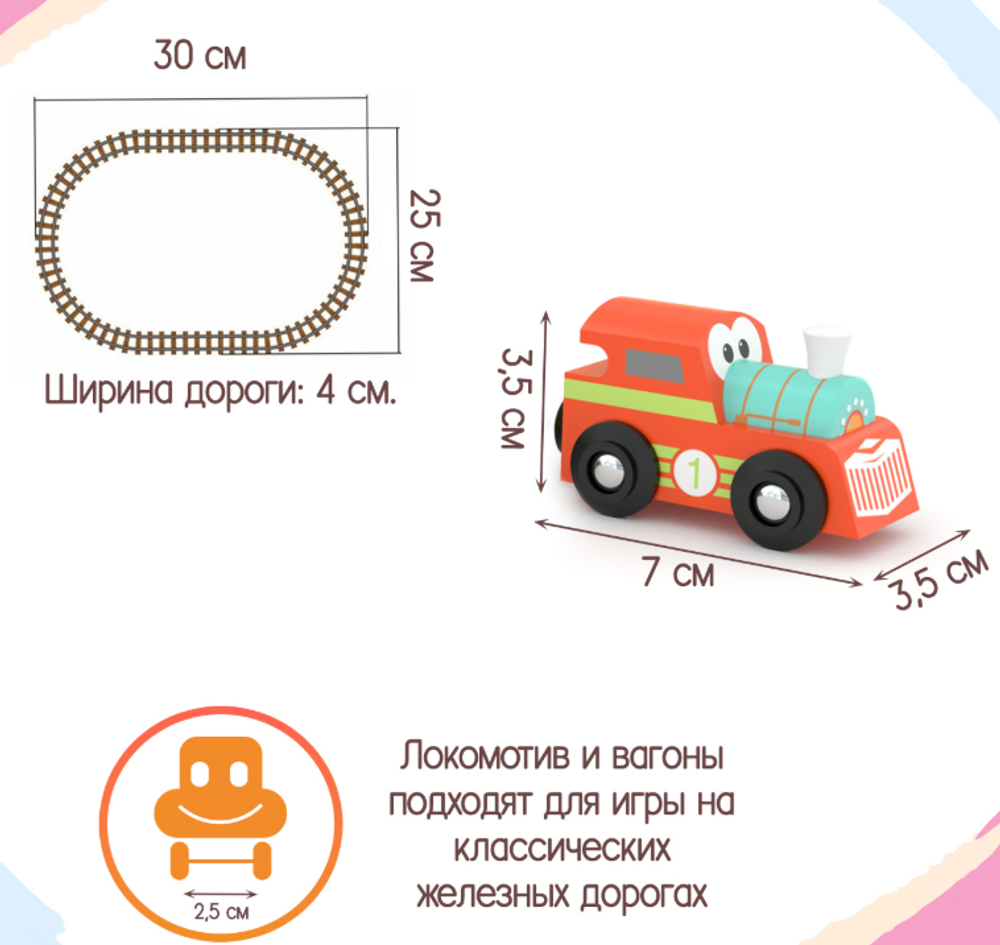 Детский игровой набор "Веселый поезд с кольцевой ж/д" серия "Железные дороги"
