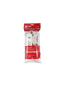 Удлинитель 4х3м 16А IP20 Эксперт 3.5кВт 2хUSB 2.1А ПВС 3х1 PROxima EKF UBA16-2USB-4-03i