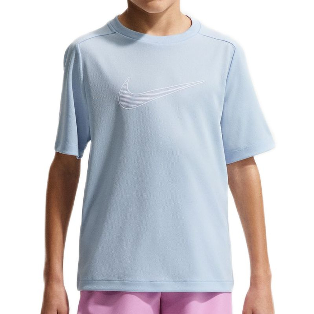 Детская теннисная футболка Nike Dri-FIT Multi Short Sleeve - hydrogen blue/white