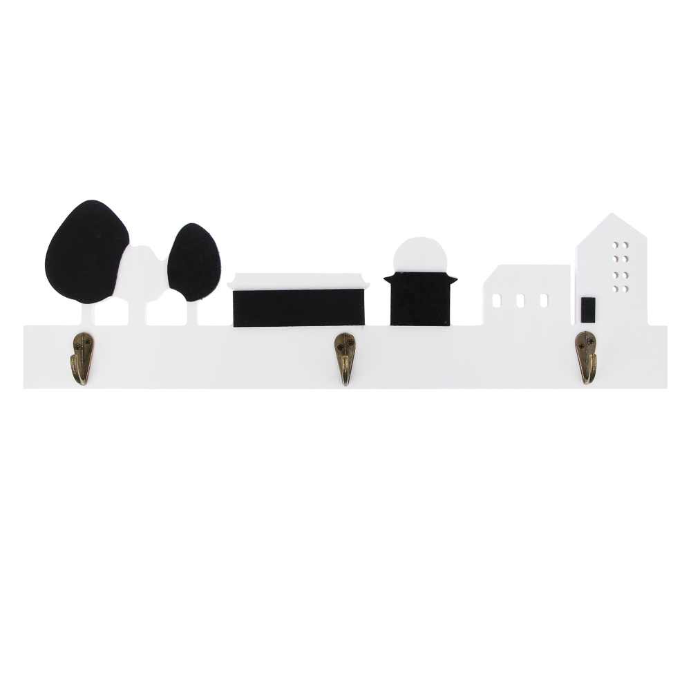 Ключница открытого типа, 3 крючка, 42x12см, МДФ, металл