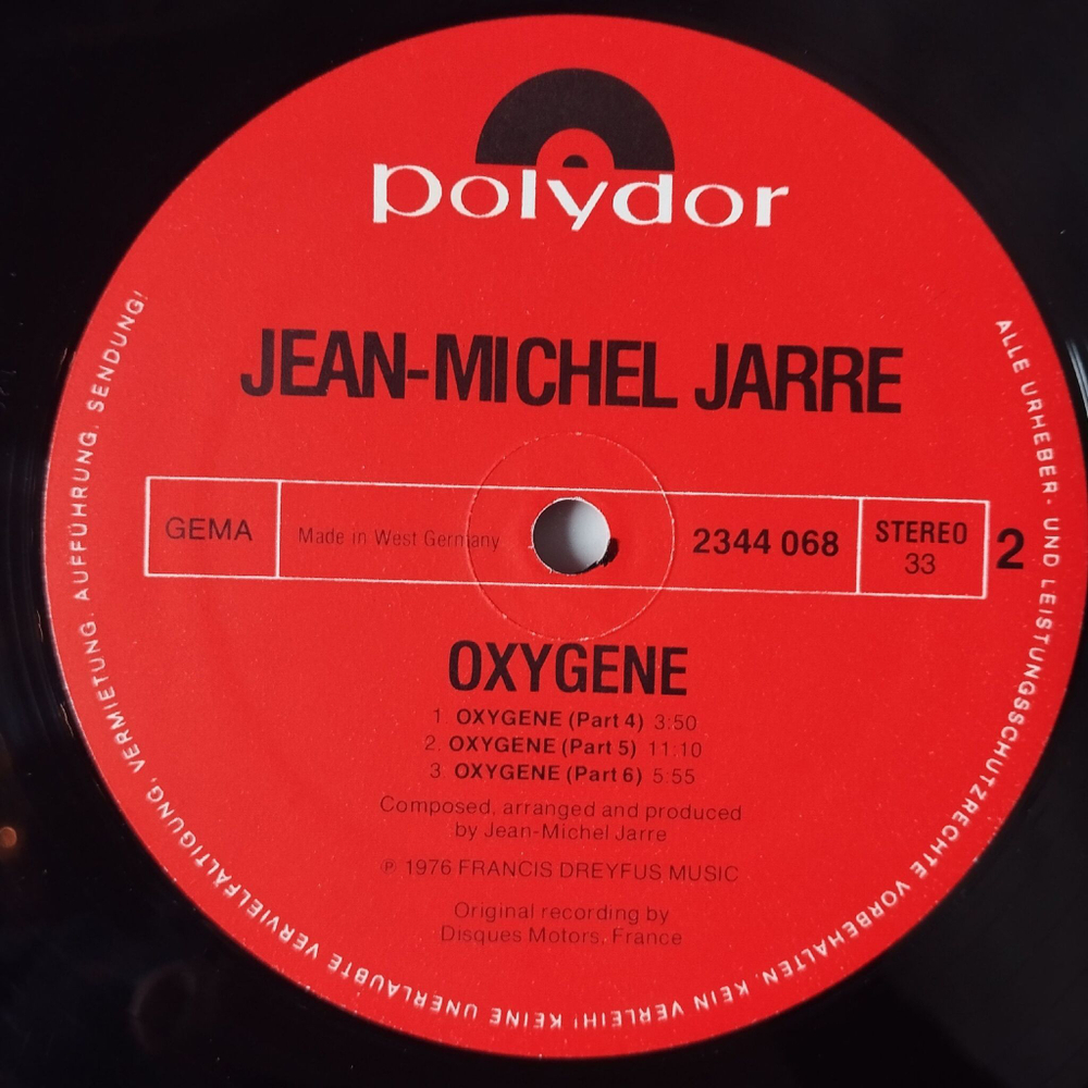 Винтажная виниловая пластинка LP Jean Michel Jarre Oxygene (Germany 1977) Polydor 2344 068