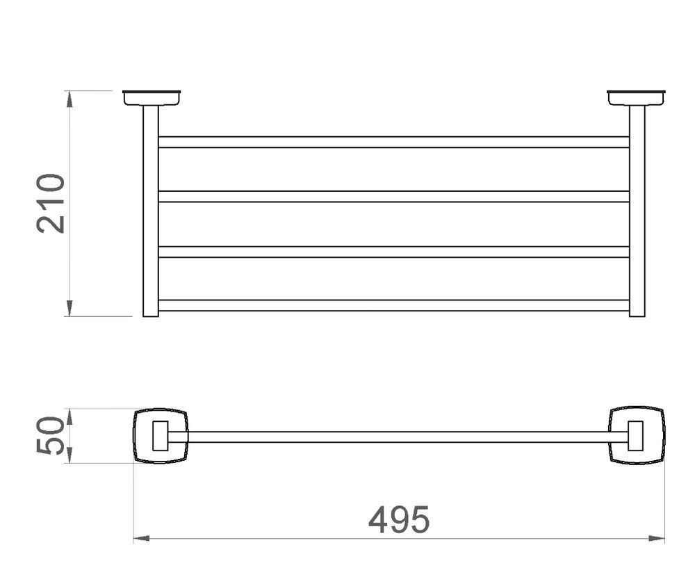 Полка для полотенец 495 мм нерж. сталь CLASSIC 09033.B глянцевый