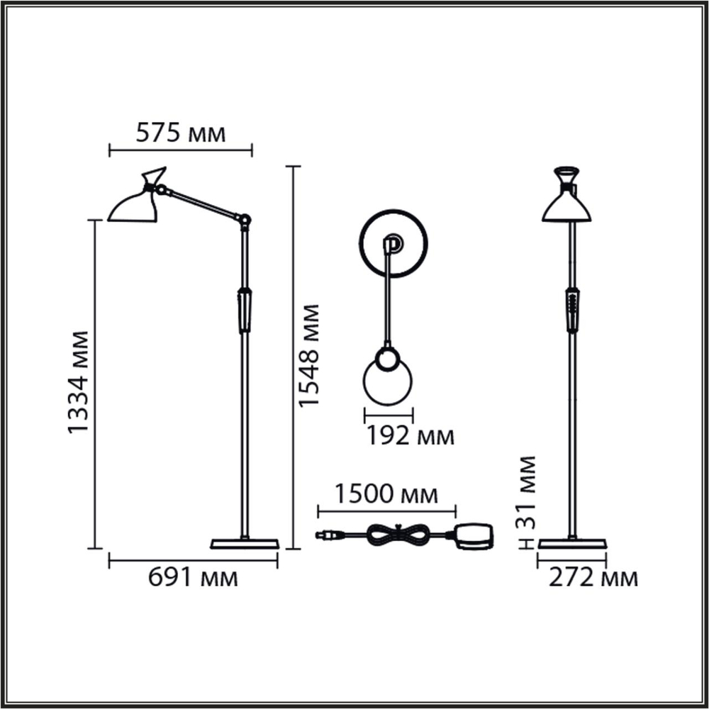 8331/15FL LEDIO LN26 458 черный, металл/пластик Торшер LED 15W 3000/4000/6000K 220-240V ССТ/диммер HORSA