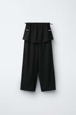 ZARA БРЮКИ WIDE LEG С ЮБКОЙ, ЧЕРНЫЙ