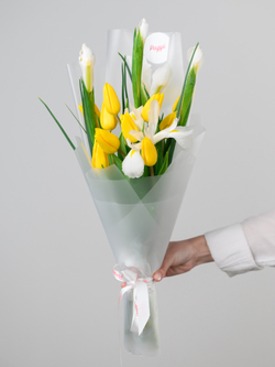 Дуо букет Ирисы с Тюльпанами