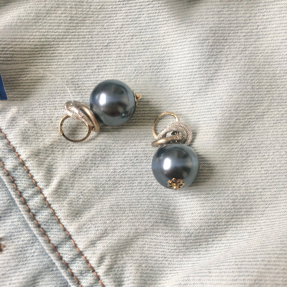 серьги шар темные жемчуг Майорика, Италия