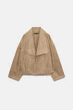 Искусственная замша, пальто с капюшоном - ZARA