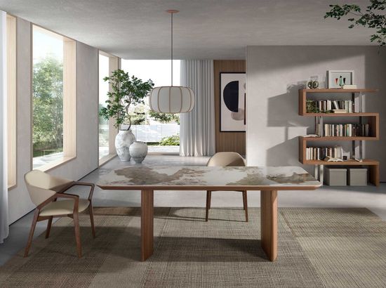 Обеденный стол 1129/437-T из мраморной керамики и ореха Angel Cerda Испания 