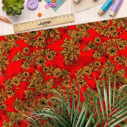 Ткань дюспо народная роспись хохлома