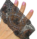 Кружево тонкое на органзе цветное ш-6см Франция. (шелк/люрекс/п/э) 1м