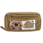 Пенал - косметичка Alingar, ткань, молния, боковой карман, липучка, значок, стикеры д/заметок, 200 х 90 х 45 мм, "CAPYBARA", капибара, бежевый