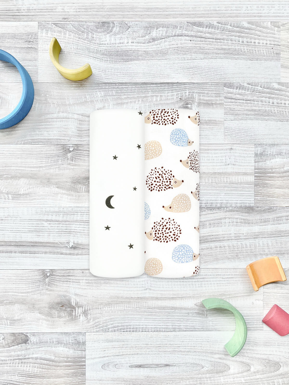 Сет из 2х пелёнок Mjolk Ёжики на экрю/Ночное небо