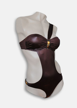 Оригинальный купальник-монокини с бретелью через плечо (Размер: 38) (Цвет: коричневый)