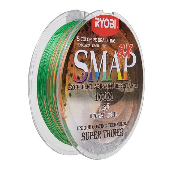 Шнур SMAP PE8X-100M 1.5# Multi Colour 0,205мм Ryobi