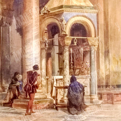 Вернер Карл. Внутри Собора Святого Марка. Бумага, акварель. Венеция, 1853 г.