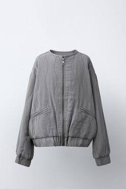 ZARA СТЕГАНАЯ КУРТКА СВОБОДНОГО КРОЯ, АНТРАЦИТОВО-СЕРЫЙ