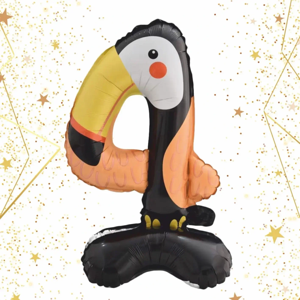 Шар фольгированный 23» (58 см) Цифра 4"Мир зверят»