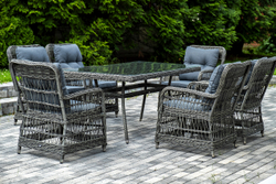 "Цесена" обеденная группа плетеная из искусственного ротанга, цвет графит