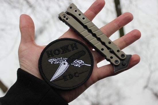 Складной нож НОКС Балисонг 203-740405 BW c клинком из стали 440C, рукоять