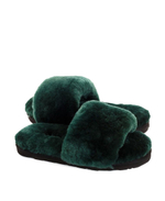 FLUFF SLIDE SLIPPER-dark green