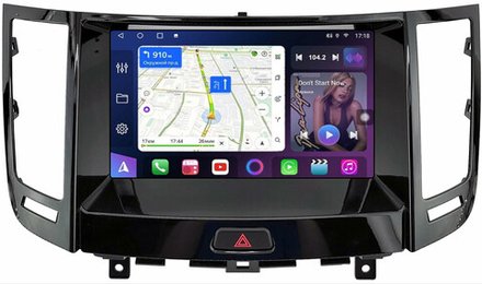 Магнитола для Infiniti FX35, FX37, FX50, FX30D S51 2008-2012, QX70 S51 2013-2018 (рамка тип 1 черный глянец) - FarCar GX9-9673F1 монитор 9.5" 2K QLED на Android 14, TS20, 6+128Гб, CarPlay, 4G SIM-слот