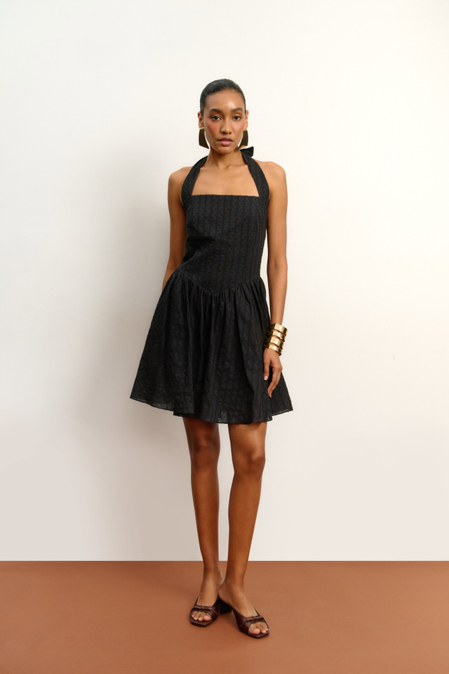 Платье мини из хлопка с бретелями