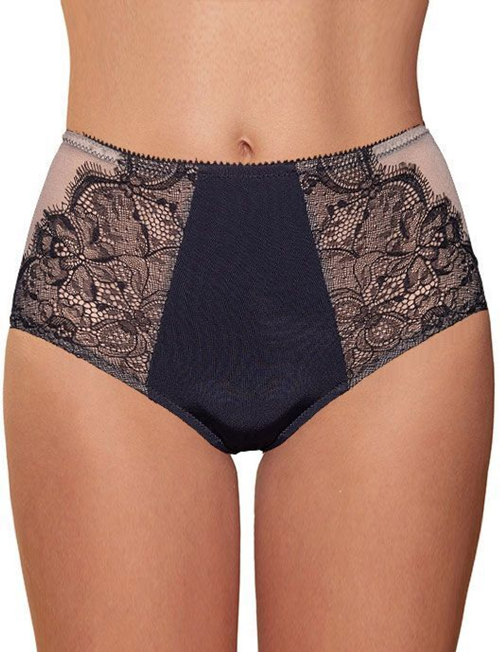 Классические трусики-слипы Divine (Размер: 44) (Цвет: черный с бежевым)