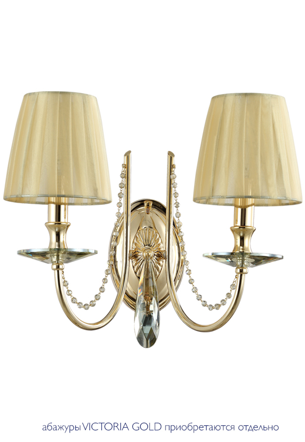 Бра Crystal Lux VICTORIA AP2 GOLD/AMBER