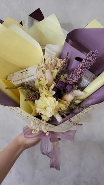 Букет из чая и сухоцветов Лавандовый