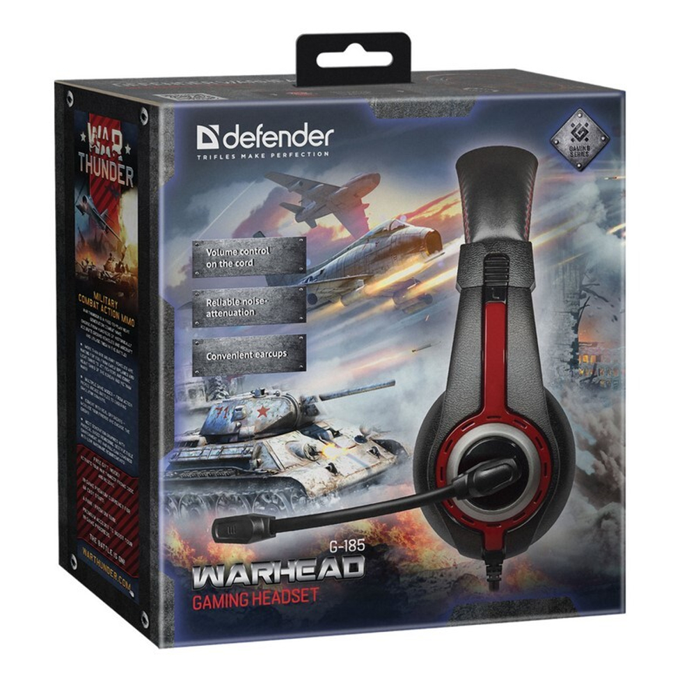 Игровая гарнитура DEFENDER Warhead G-185 кабель 2.0м (черно-красный)