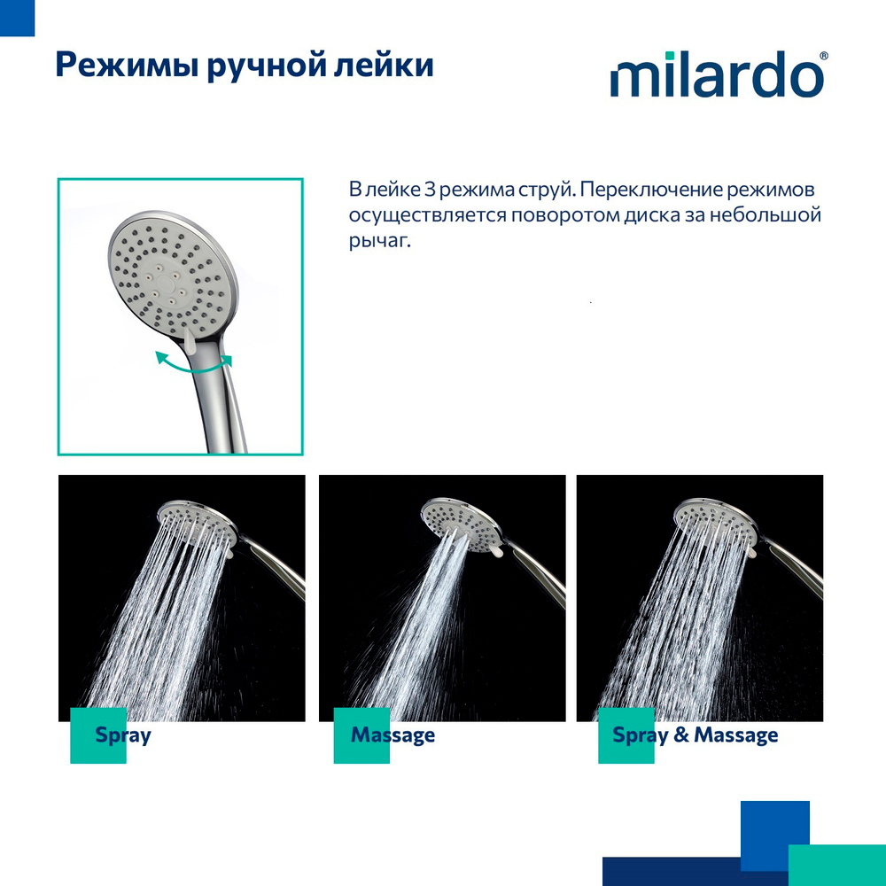Душевая система 35к Milardo ENJSB3FM06 Энджой (Enjoy) лейка "Тропический душ", ХРОМ
