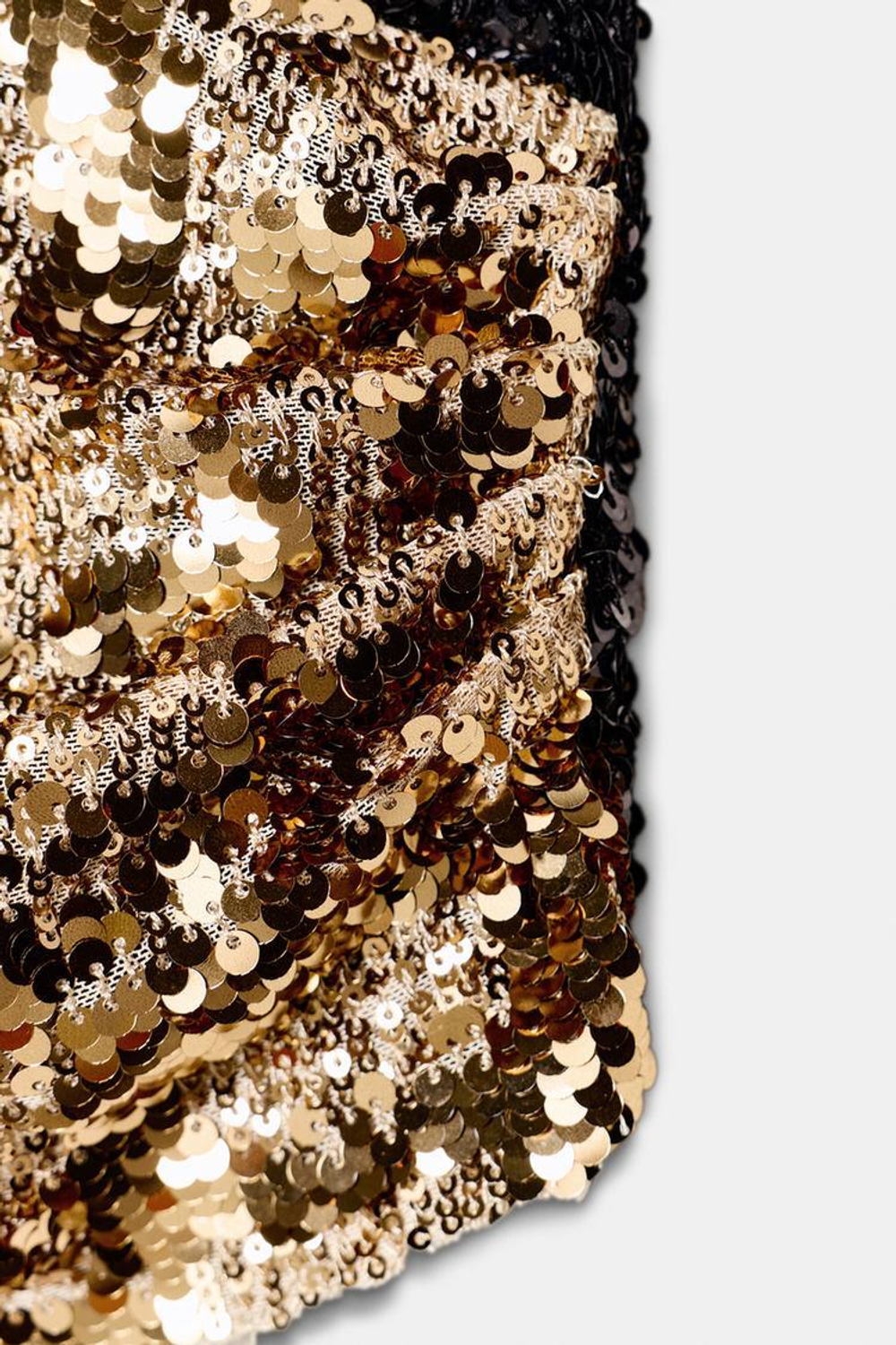 ZARA ТОП С ГОРЛОВИНОЙ ХАЛТЕР И ПАЙЕТКАМИ, ЗОЛОТОЙ