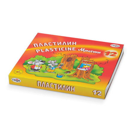 Пластилин классический ГАММА "Мультики", 12 цветов, 240 г, со стеком, картонная упаковка, 280018/281018, 280018, 281018