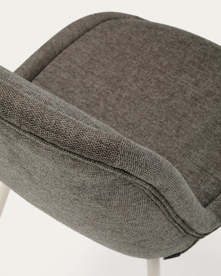 Стул Aimin из коричневой синели со стальными бежевыми ножками