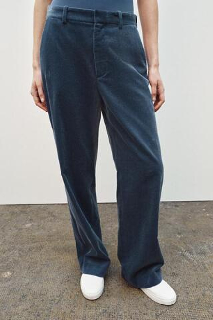 ZARA ВЕЛЬВЕТОВЫЕ БРЮКИ ПРЯМОГО КРОЯ — ZW COLLECTION, СИНИЙ