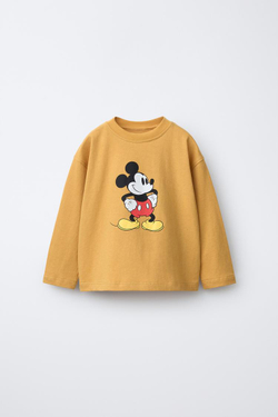 ZARA ЛОНГСЛИВ С ПРИНТОМ MICKEY MOUSE © DISNEY, ГОРЧИЧНЫЙ