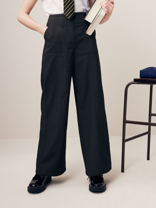 Брюки школьные с высокой талией для девочки Next Q76-883, Черный