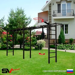 Уличная шведская стенка Sv Sport рукоход х 2 У51311К (Турник/"Лодочка"/Щит баскет/Кронш бокс)