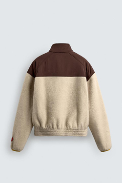 ZARA КУРТКА ИЗ ИСКУССТВЕННОЙ ОВЧИНЫ С КОНТРАСТНЫМИ ВСТАВКАМИ, КОРИЧНЕВЫЙ