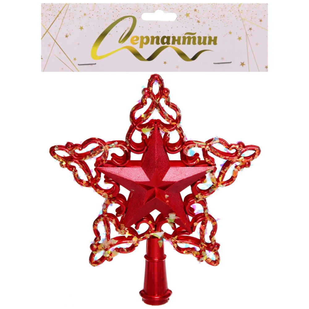 Звезда на ёлку «Снежная звезда» 15 см, Красный